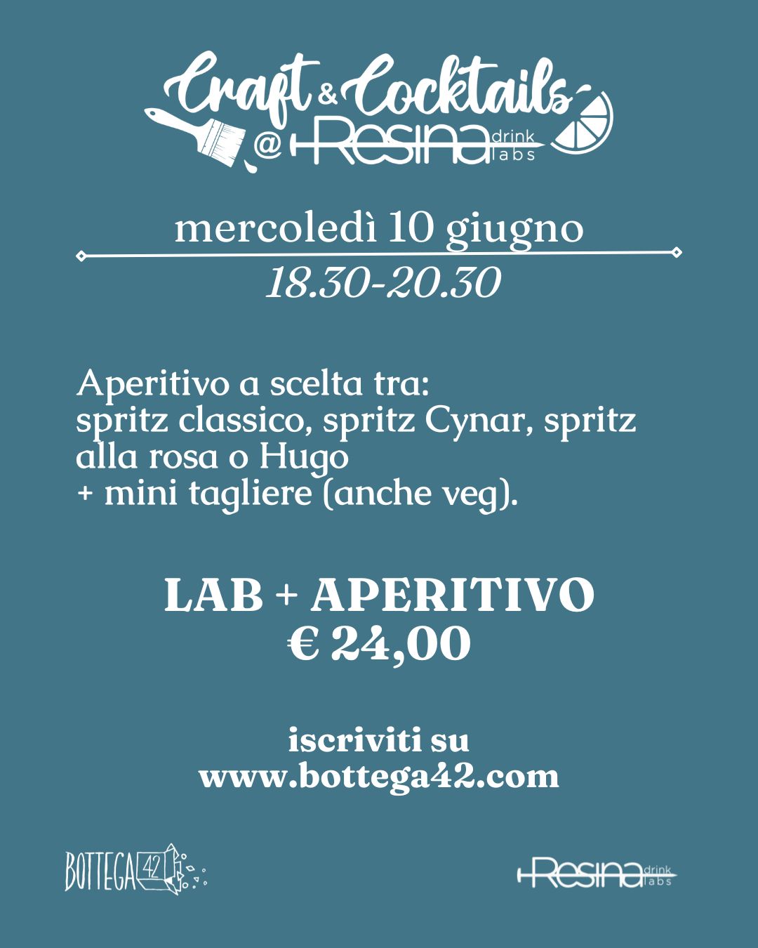 Aperitivo artistico Resina Craft And Cocktails -Mini quadri - 10/06/2026