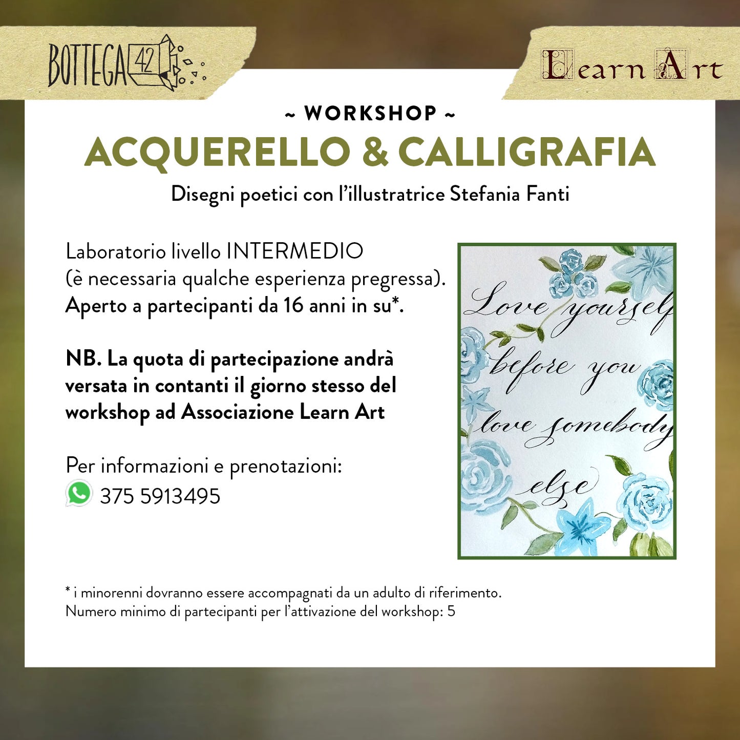 Watercolor and Calligraphy Workshop, Saturday, October 19, 2024