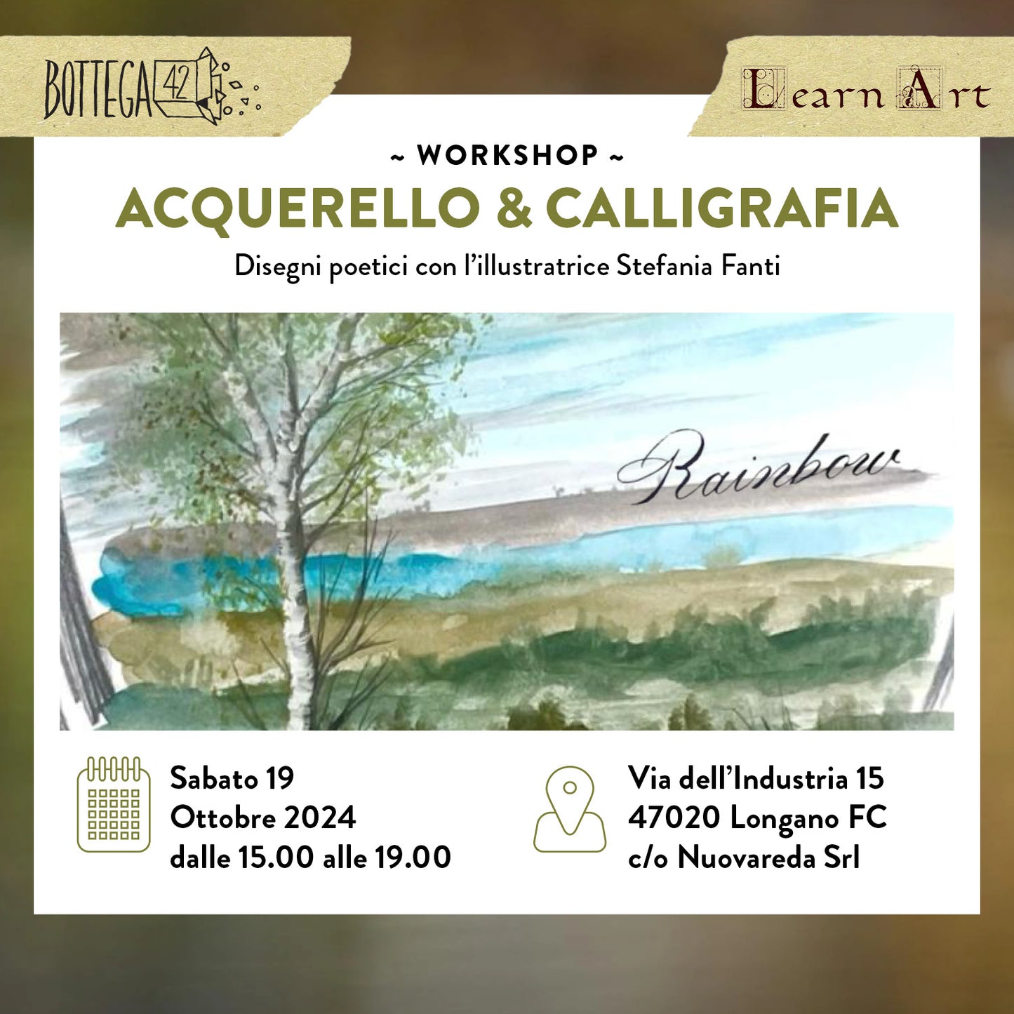 Watercolor and Calligraphy Workshop, Saturday, October 19, 2024
