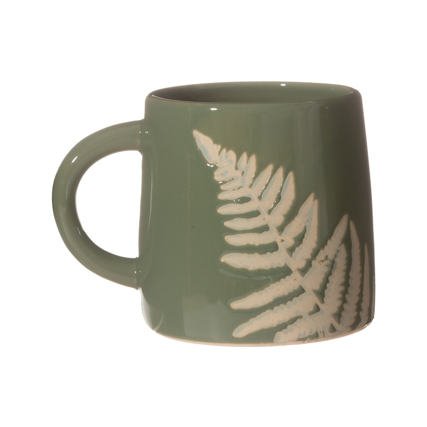 Tazza mug verde con foglia di felce, colazione cottagecore