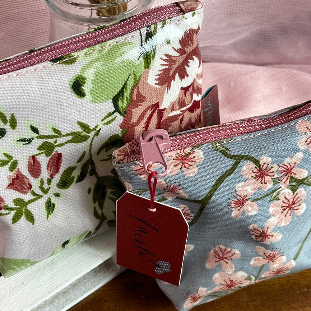 Bustina mini, cotone cerato, astuccio, portamonete, fantasia floreale