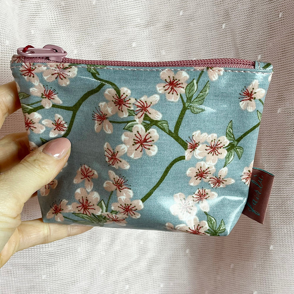 Bustina mini, cotone cerato, astuccio, portamonete, fantasia floreale