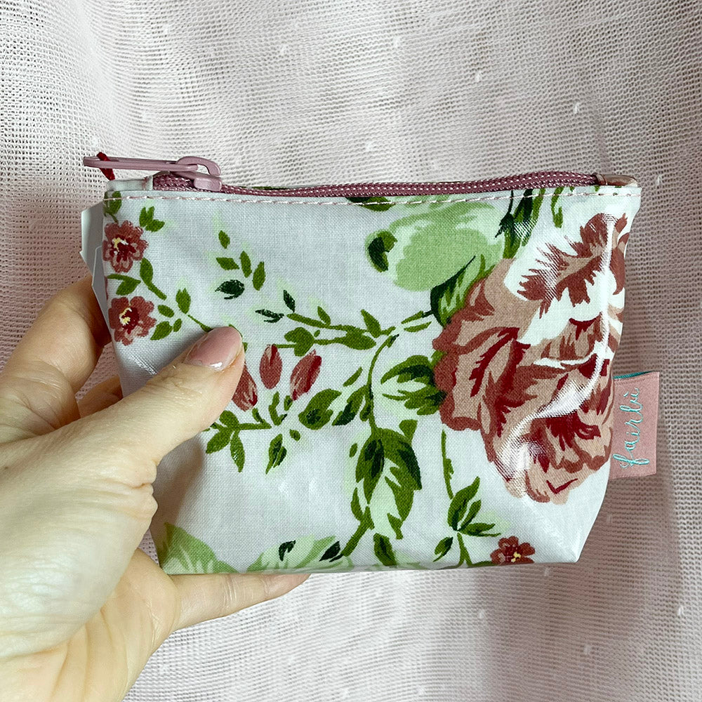 Bustina mini, cotone cerato, astuccio, portamonete, fantasia floreale