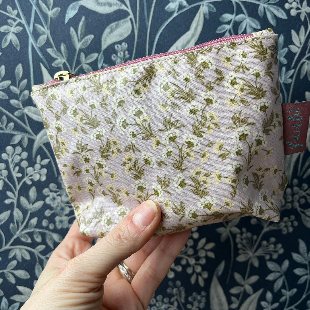 Bustina mini, cotone cerato, astuccio, portamonete, fantasia floreale
