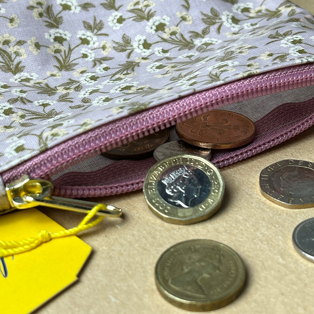 Bustina mini, cotone cerato, astuccio, portamonete, fantasia floreale