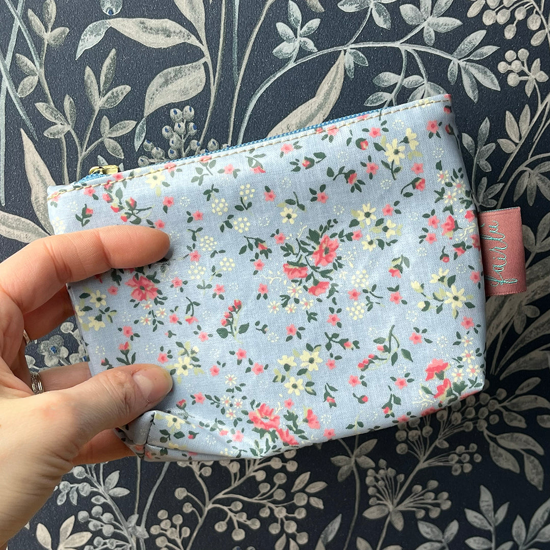 Bustina mini, cotone cerato, astuccio, portamonete, fantasia floreale