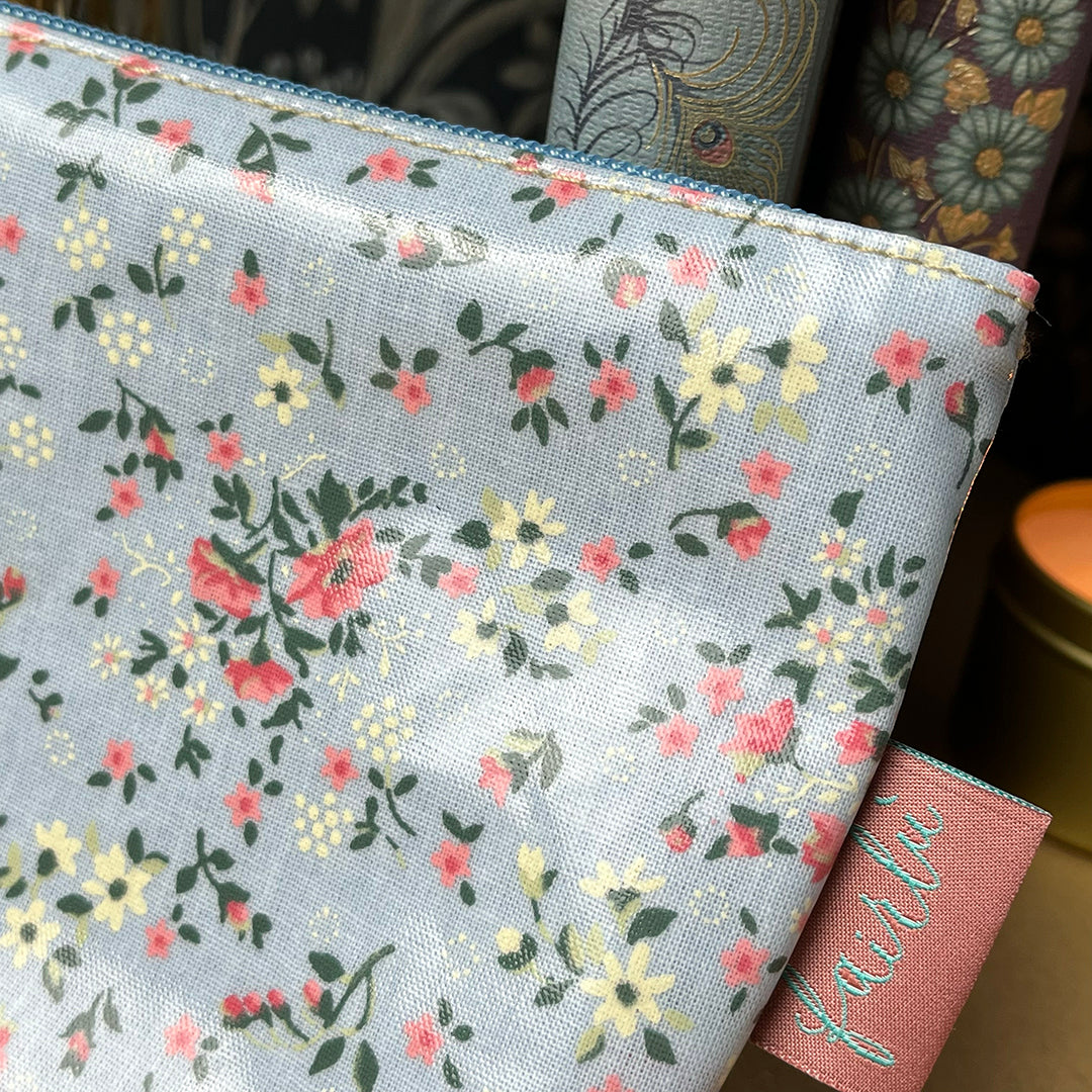 Bustina mini, cotone cerato, astuccio, portamonete, fantasia floreale