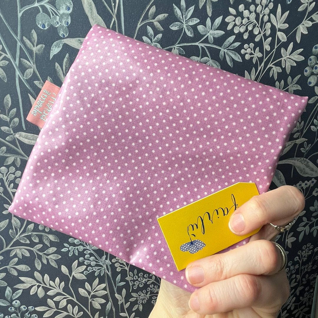 Square pouch, waxed cotton, coin purse, pencil case, clutch bag