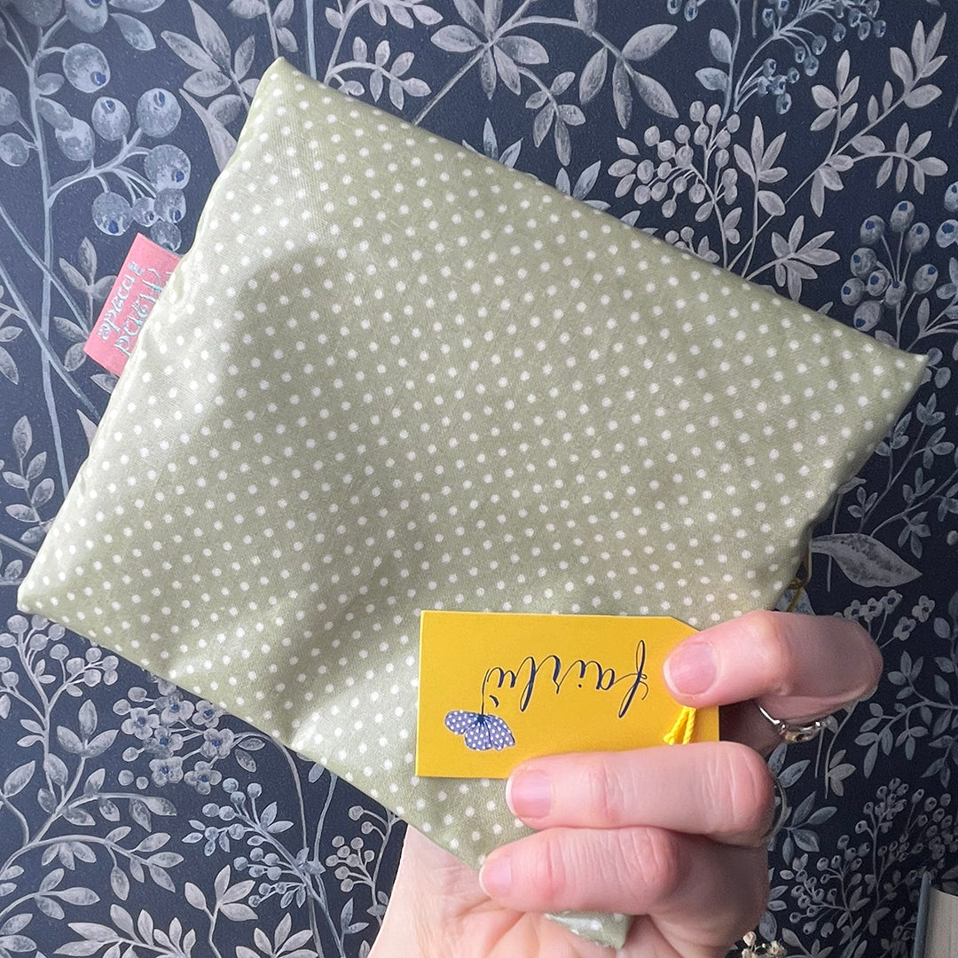 Square pouch, waxed cotton, coin purse, pencil case, clutch bag