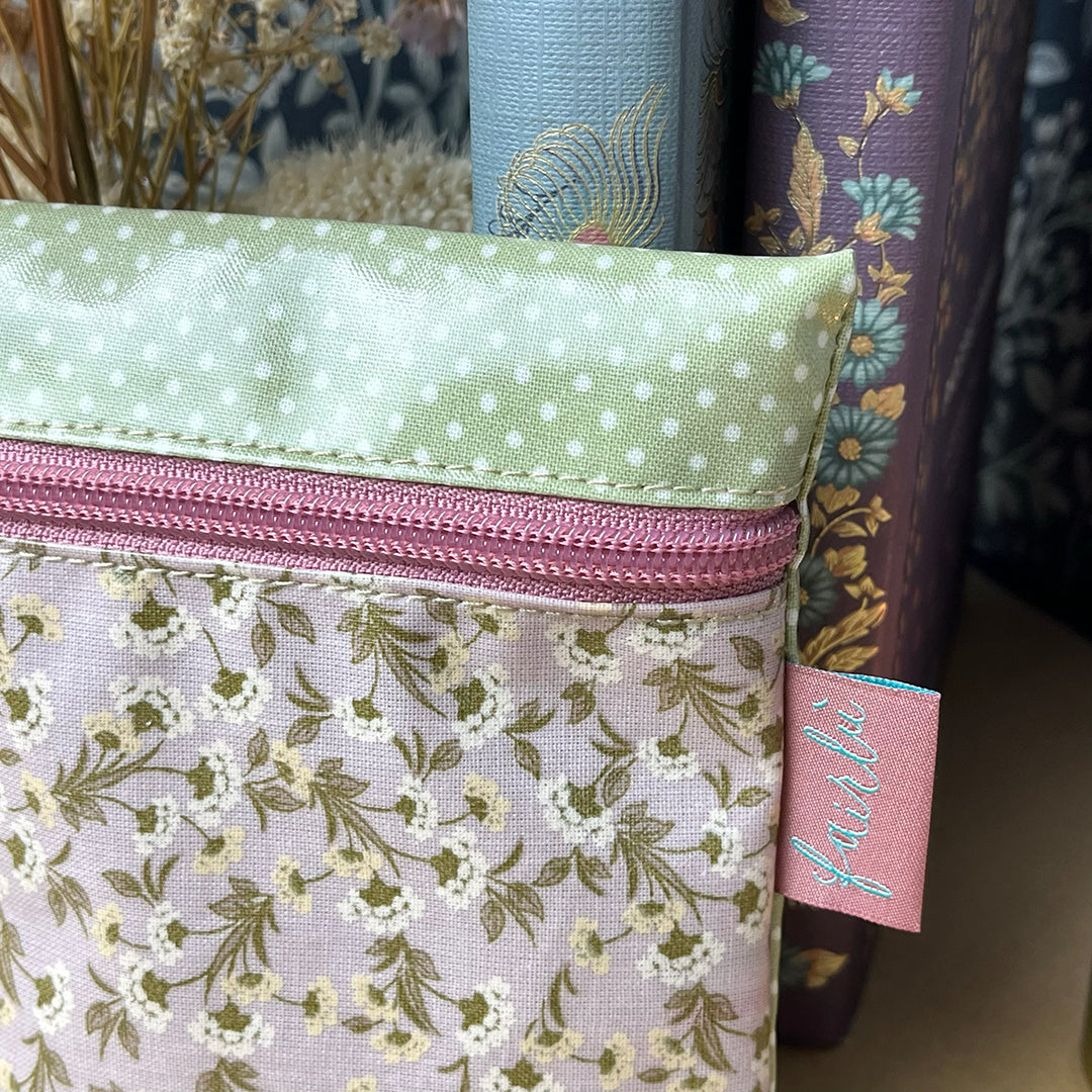 Square pouch, waxed cotton, coin purse, pencil case, clutch bag