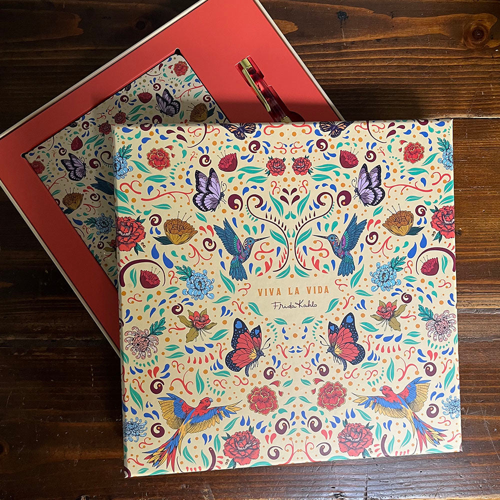 Bullet Journal + Penna, set regalo Frida Kahlo, pattern floreale