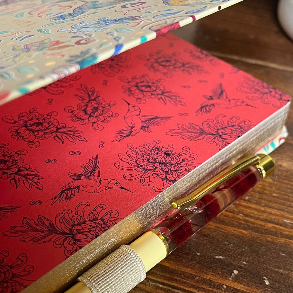 Bullet Journal + Pen, Frida Kahlo gift set, floral pattern