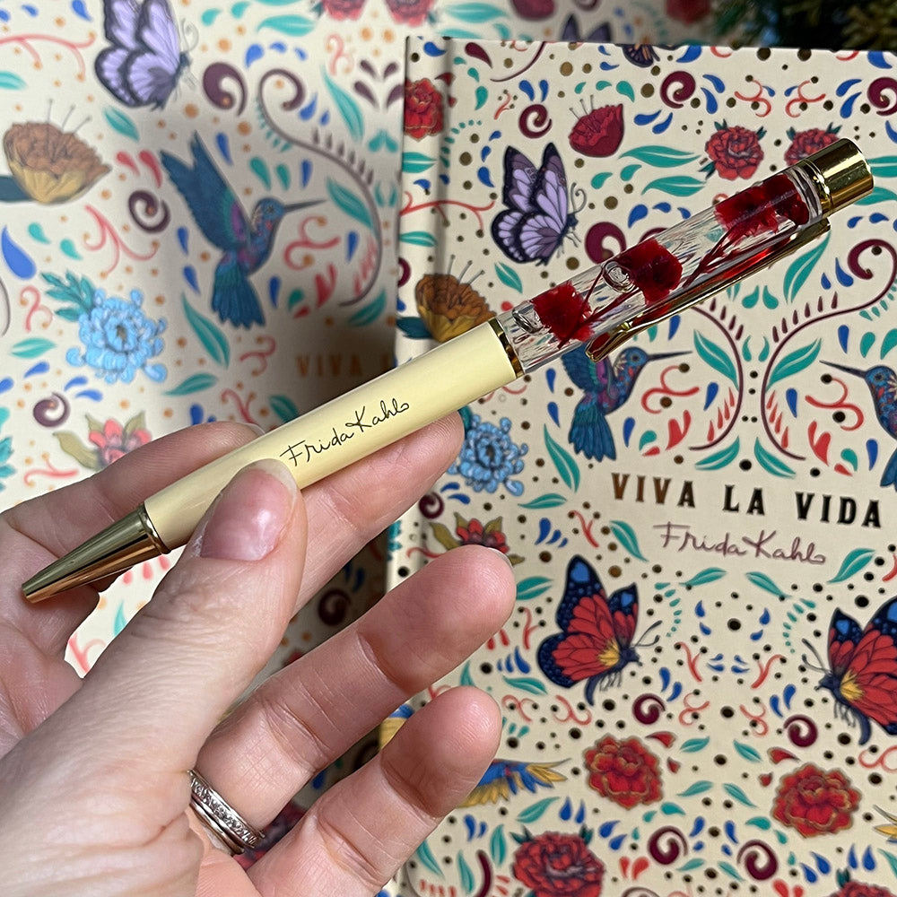 Bullet Journal + Pen, Frida Kahlo gift set, floral pattern
