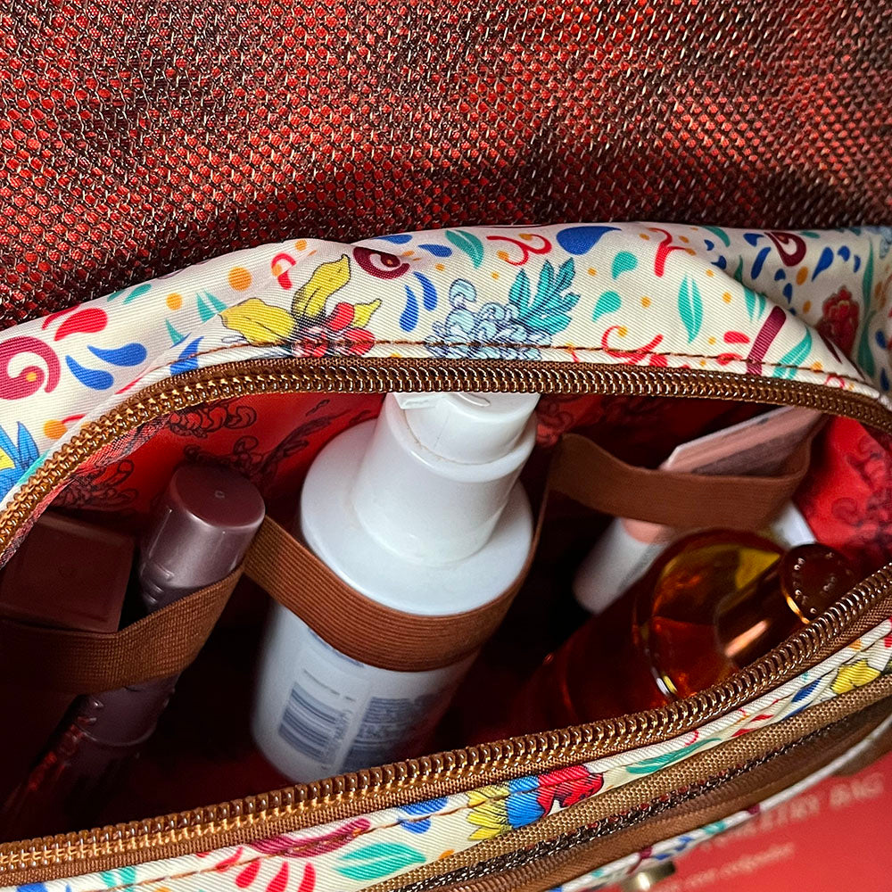 Beauty case da viaggio con gancio Frida Kahlo, pattern floreale