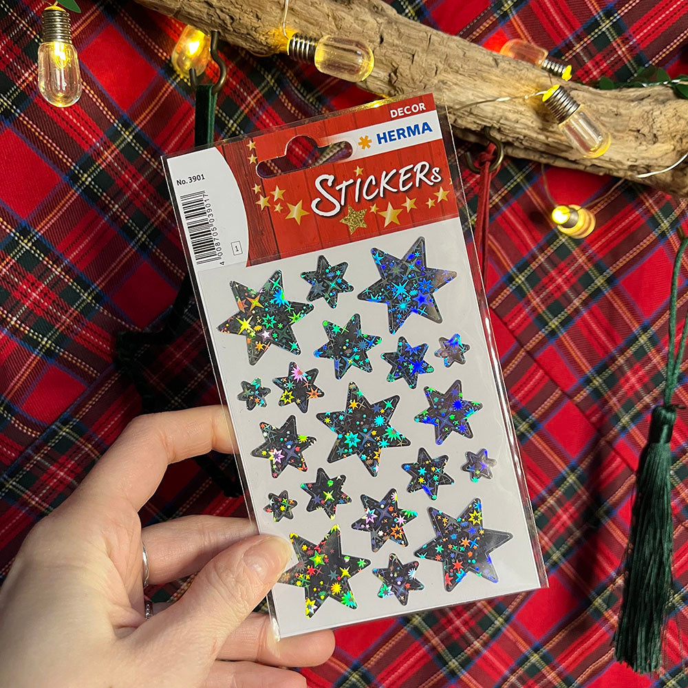 Holographic star stickers, Christmas stickers