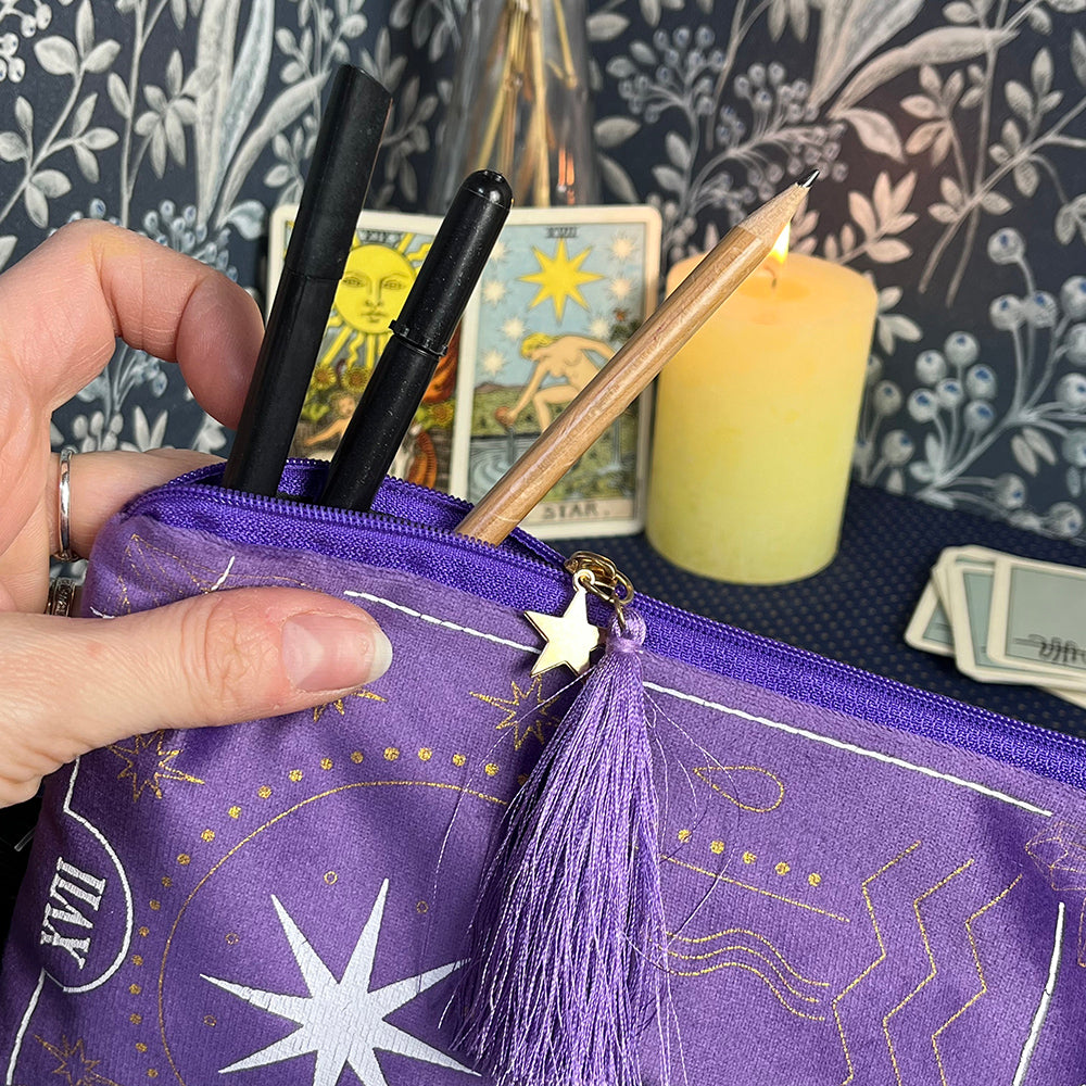 Astuccio, pochette in velluto carta dei Tarocchi