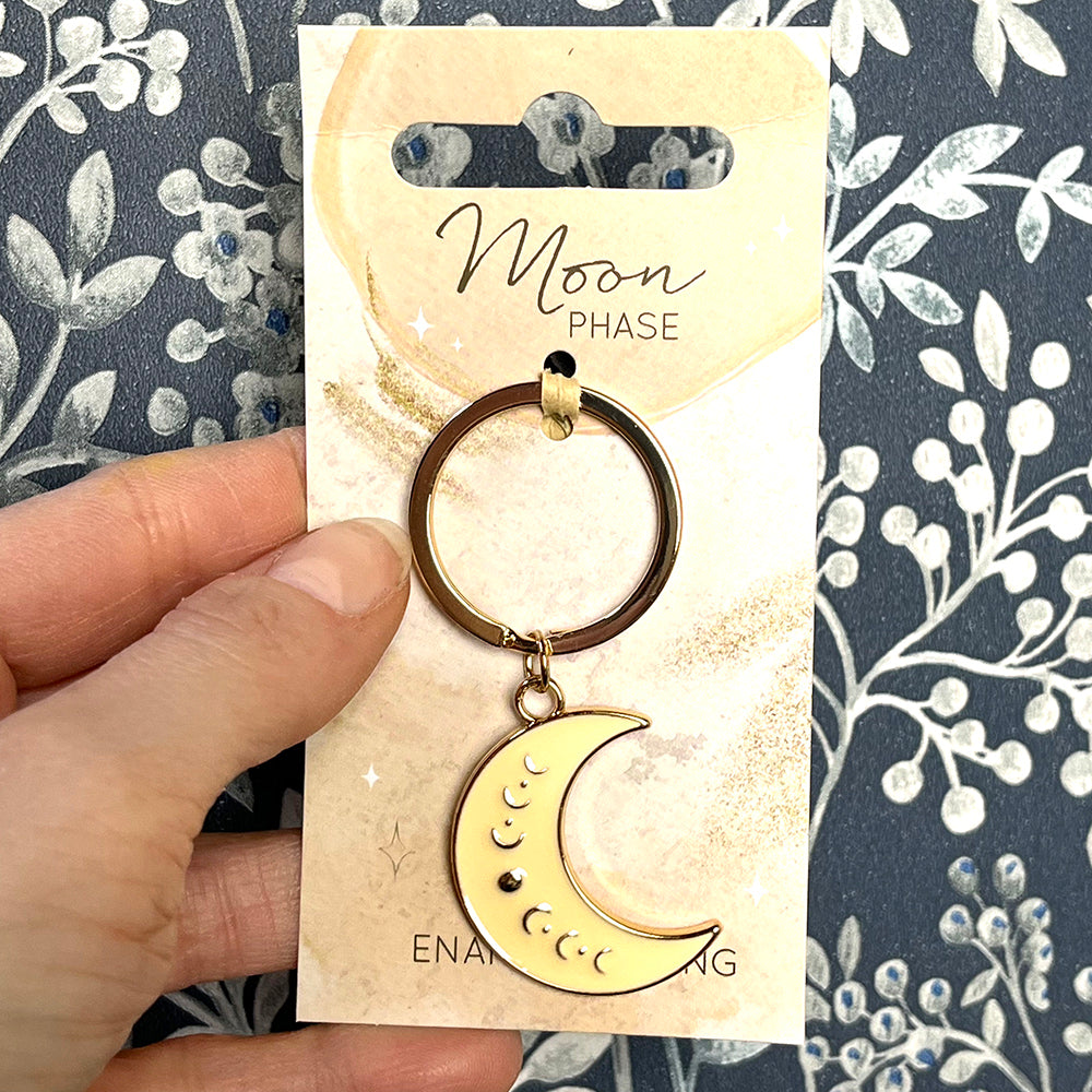 Portachiavi "Crescent Moon", luna crescente, metallo smaltato
