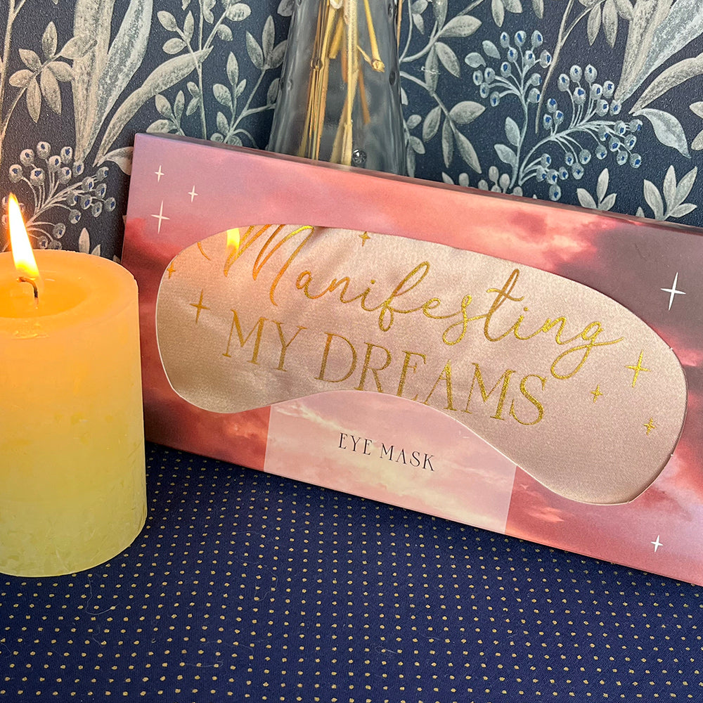 Mascherina occhi per dormire rosa "Manifesting Your Dreams"