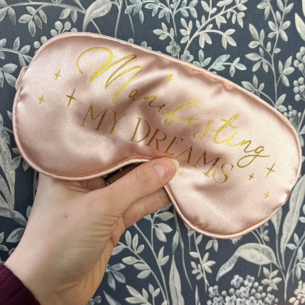 Mascherina occhi per dormire rosa "Manifesting Your Dreams"