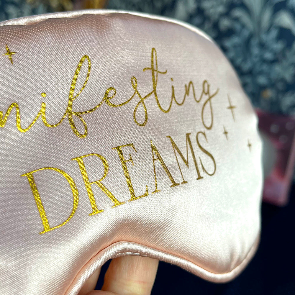 Mascherina occhi per dormire rosa "Manifesting Your Dreams"