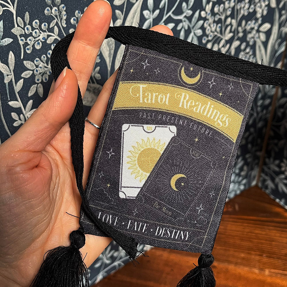 Flags, Tarot card fabric garland, witchy vibes (end of line)