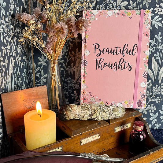 Quaderno "Beautiful Thoughts", fiori, cottagecore aesthetic, A5 a righe