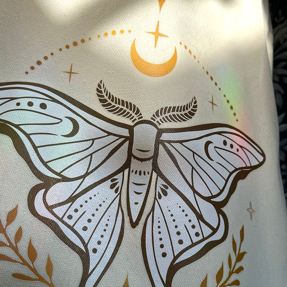 Tote bag Falena Luna, shopper Luna Moth, borsa green witch