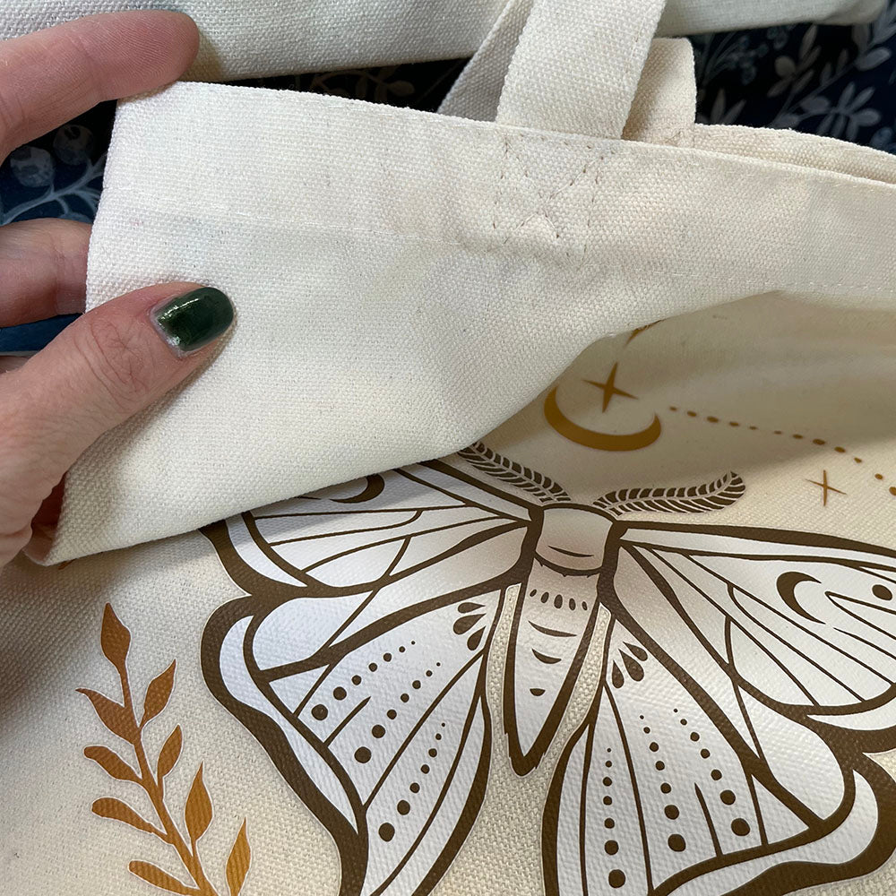 Tote bag Falena Luna, shopper Luna Moth, borsa green witch