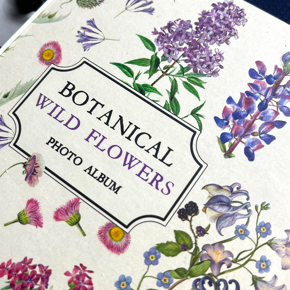 Photo album, "Wild Flowers" scrapbook, cottage flowers