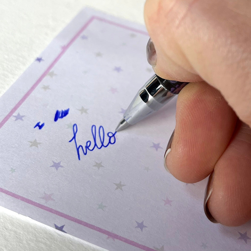 Penna gel blu cancellabile "Fiori", 3 varianti cottagecore