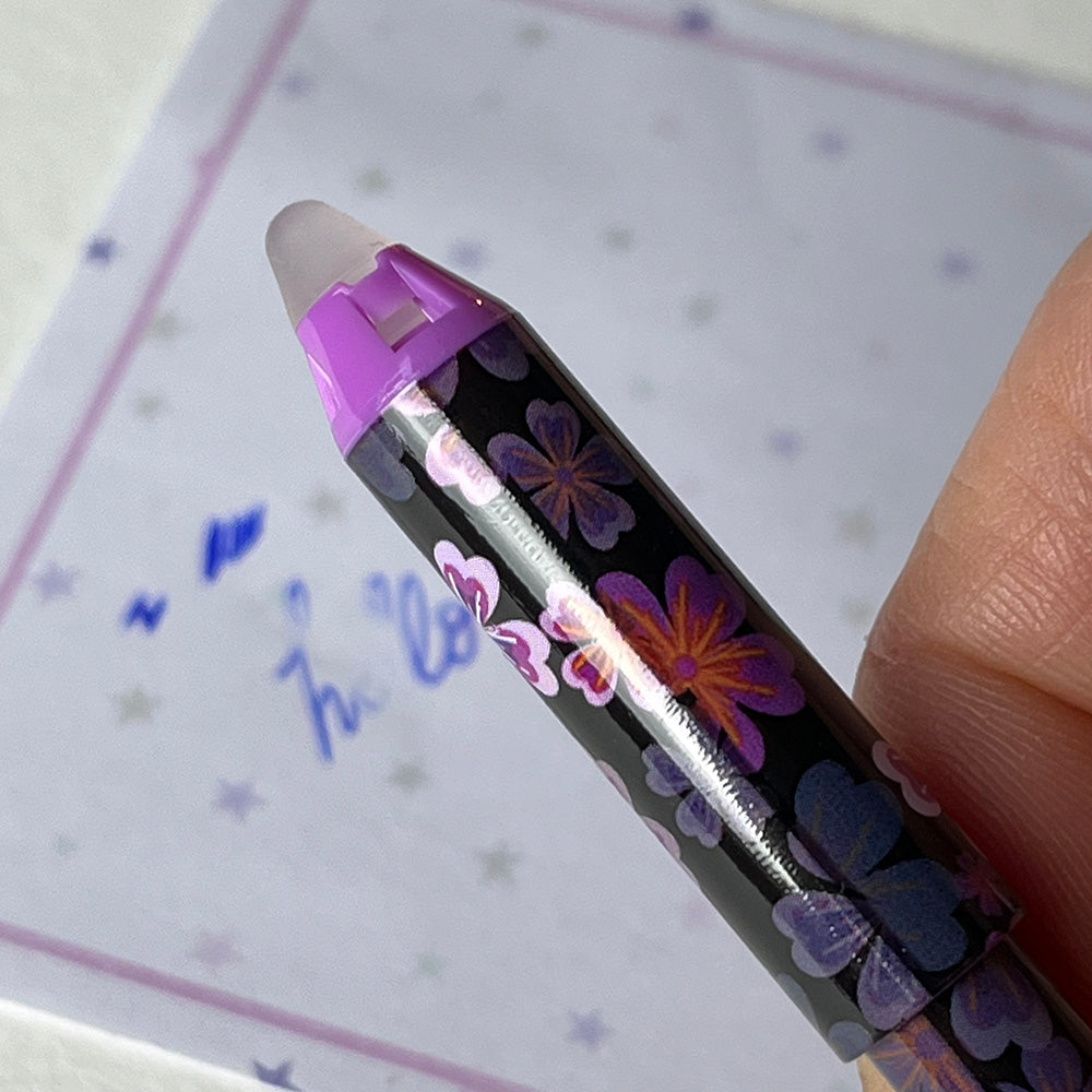 Penna gel blu cancellabile "Fiori", 3 varianti cottagecore