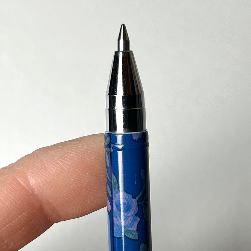 Penna gel blu cancellabile "Fiori", 3 varianti cottagecore, punta a sfera in metallo