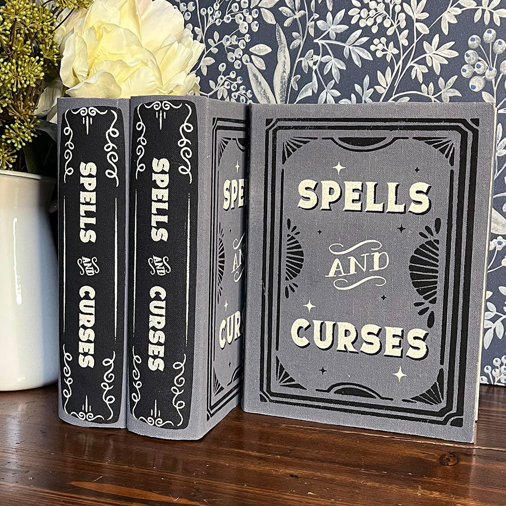 Scatola libro "Spells And Curses" box in legno, witchy box
