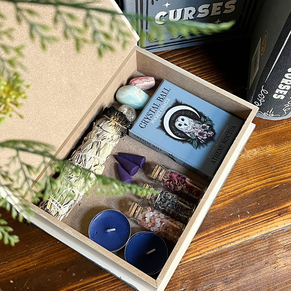 Scatola libro "Spells And Curses" box in legno, witchy box
