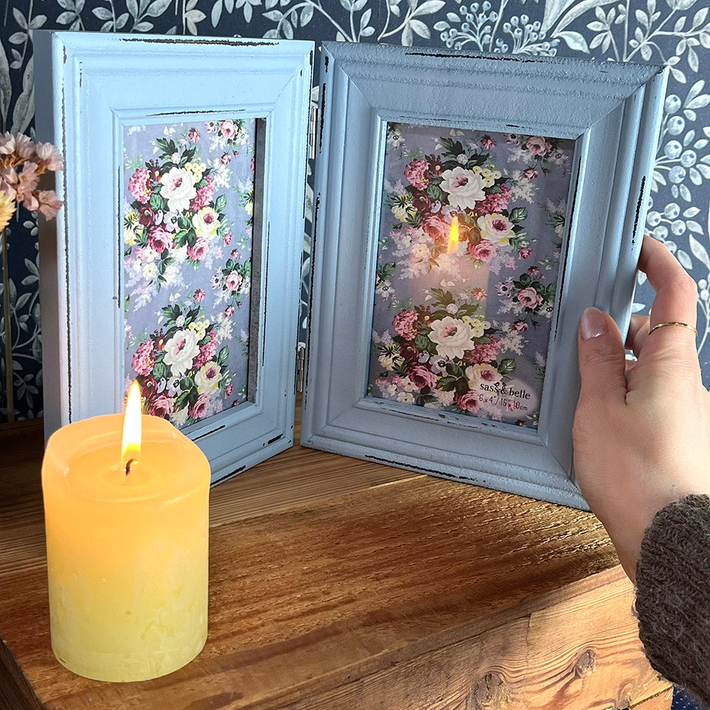 Cornice doppia vintage, shabby chic, foto 10x15cm, cottagecore