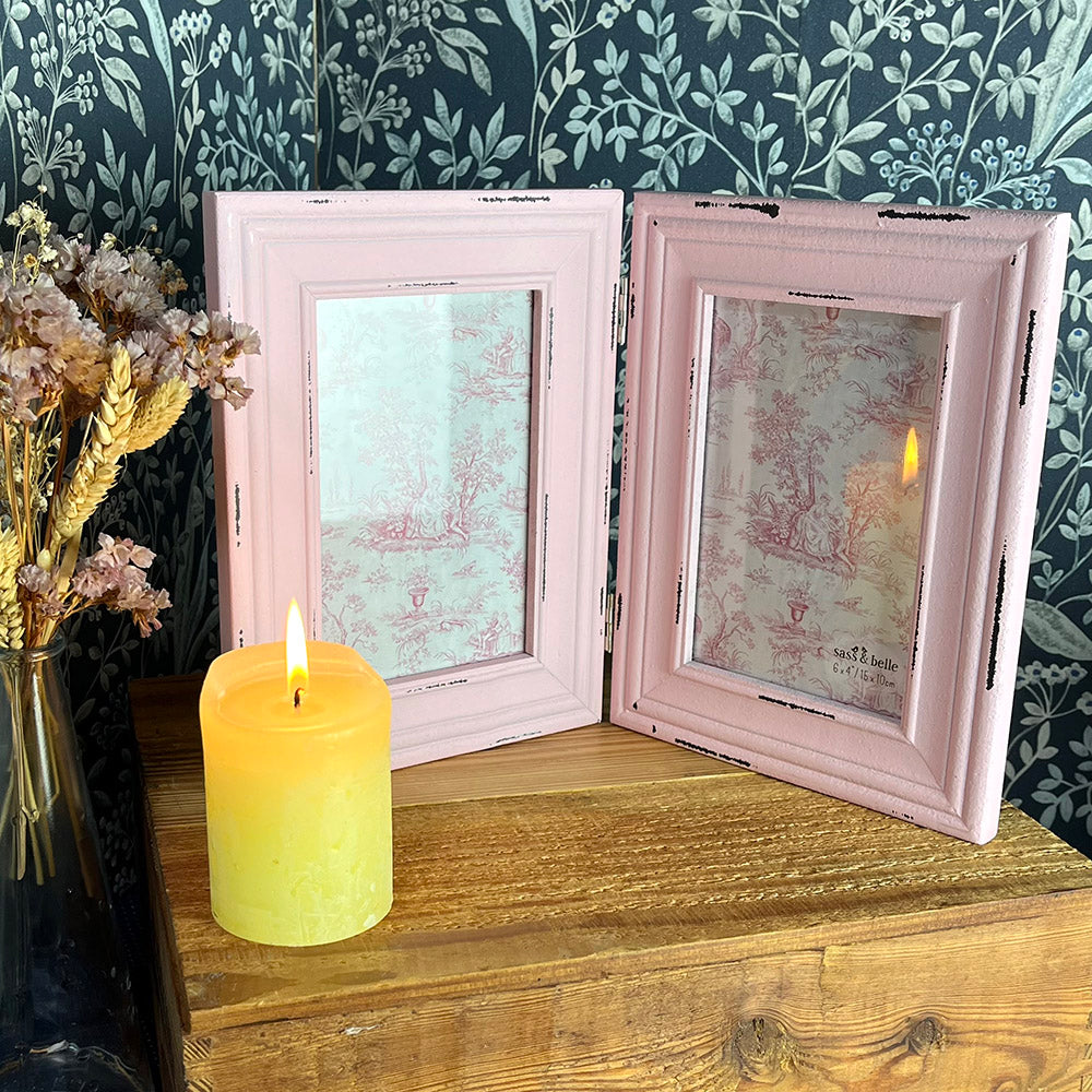 Cornice doppia vintage, shabby chic, foto 10x15cm, cottagecore