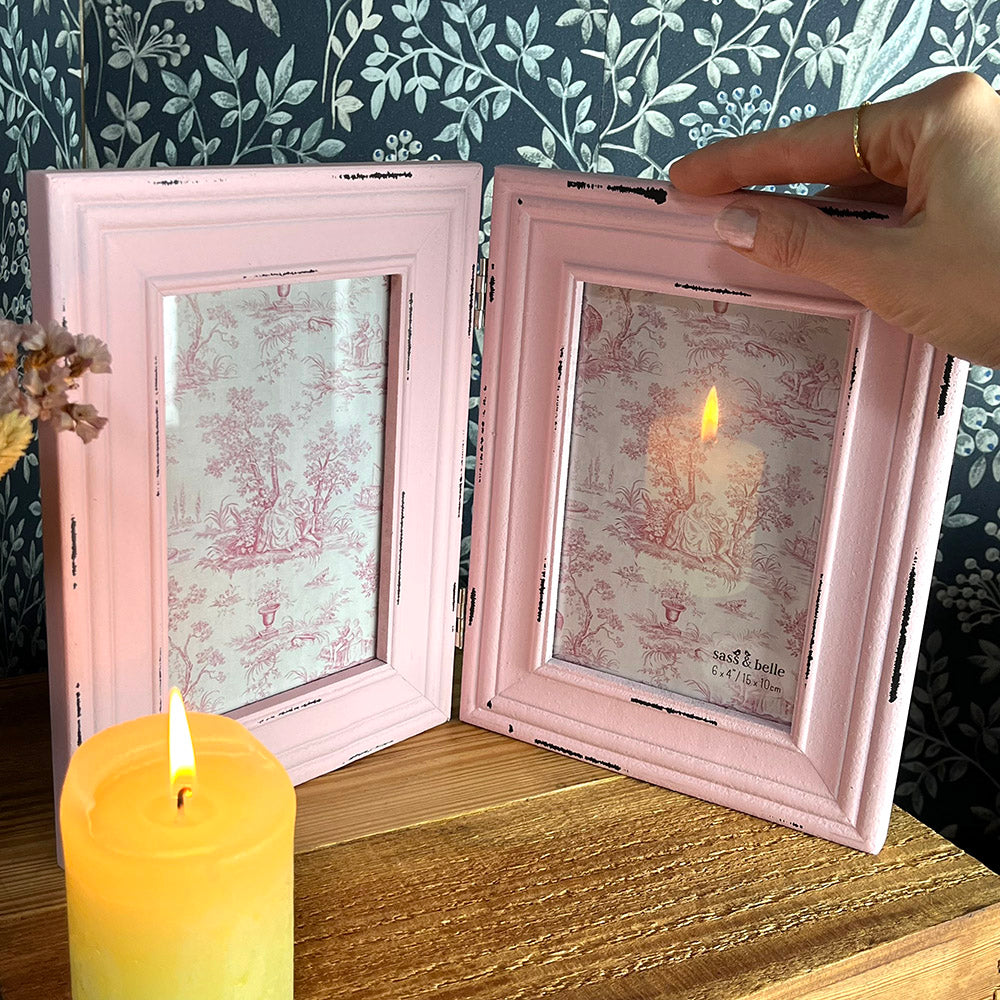 Cornice doppia vintage, shabby chic, foto 10x15cm, cottagecore