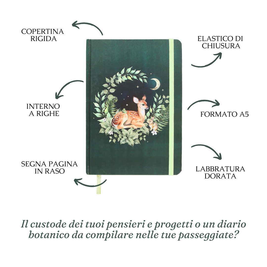 Quaderno "cerbiatto", taccuino A5 a righe con copertina rigida