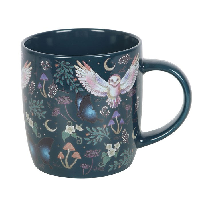 Tazza mug "Night Flight" civetta e piante del bosco, strega, witchy vibes