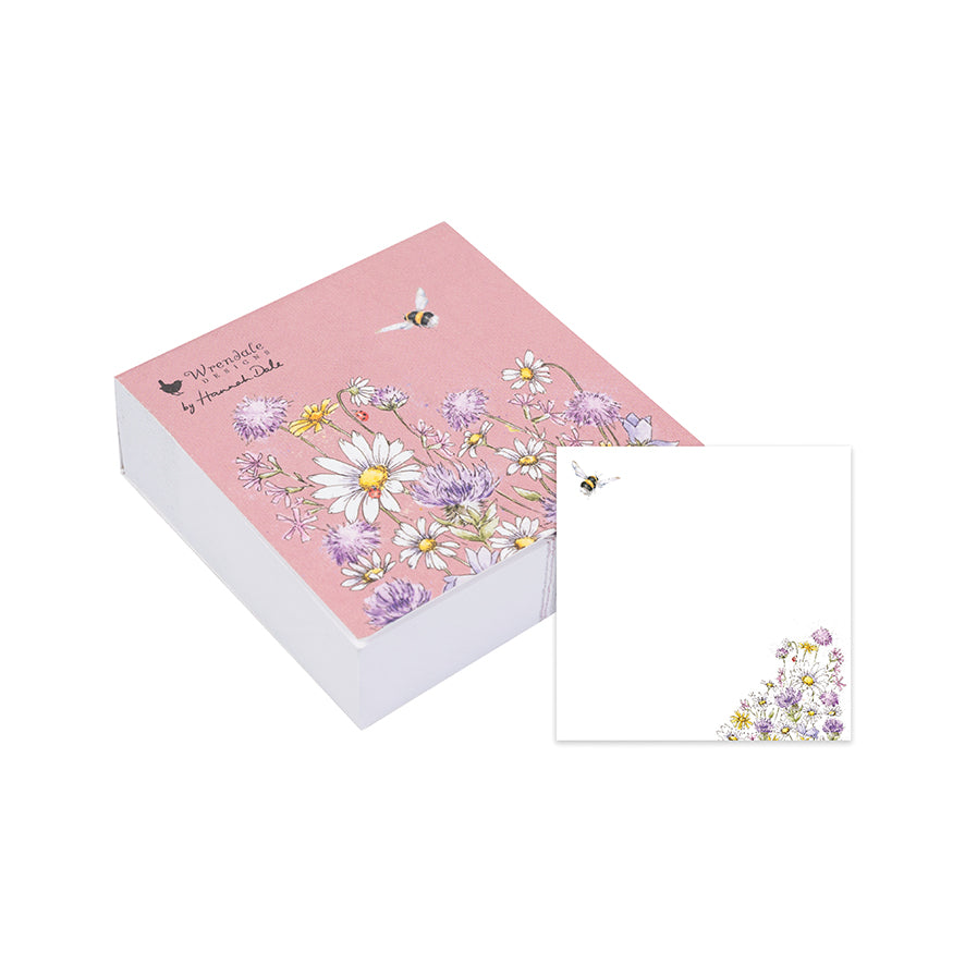 Blocchetto di fogli adesivi, sticky notes fiori di campagna, cottagecore