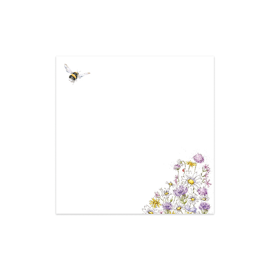 Blocchetto di fogli adesivi, sticky notes fiori di campagna, cottagecore