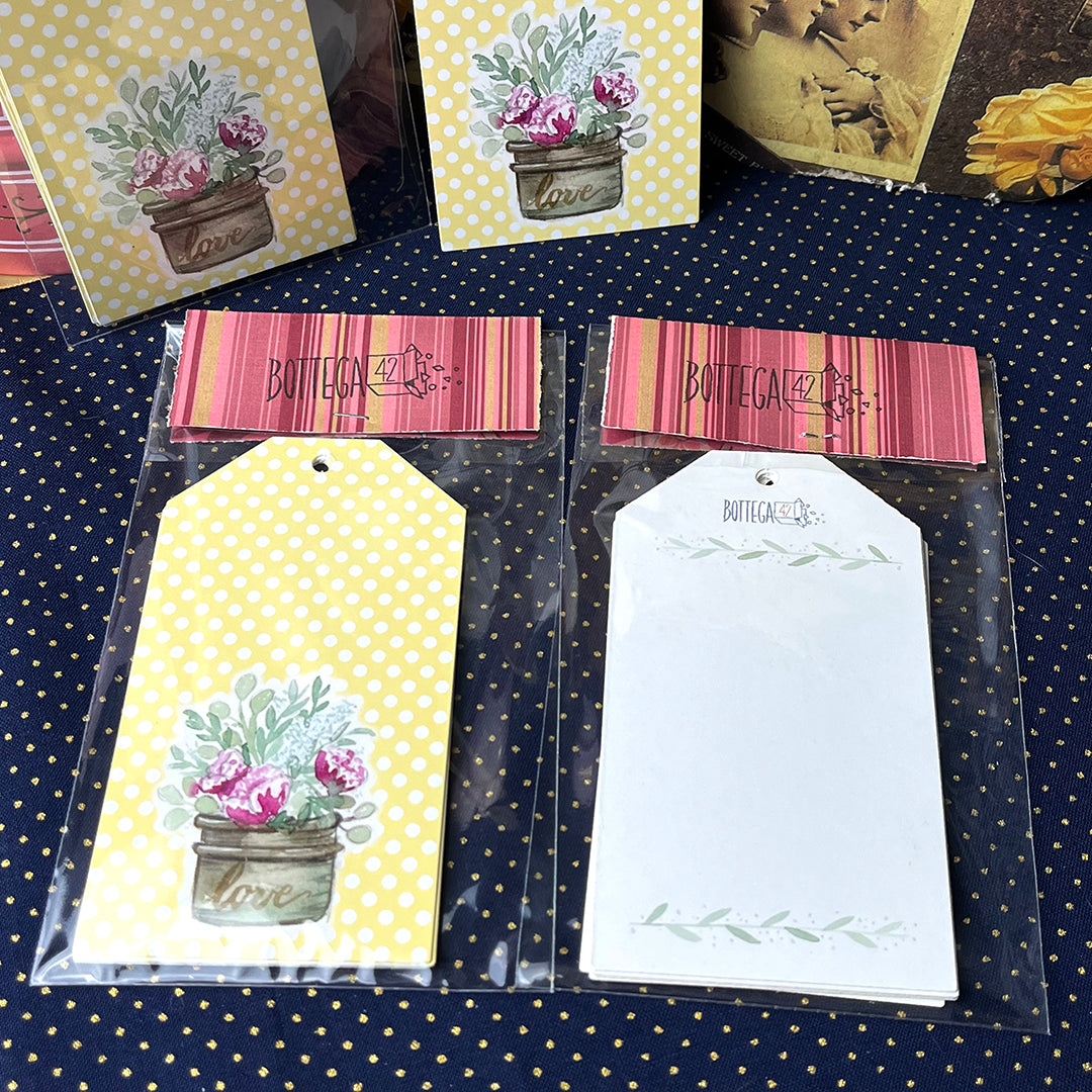 Set 6 biglietti chiudi-pacco "Love&Flowers" acquerello