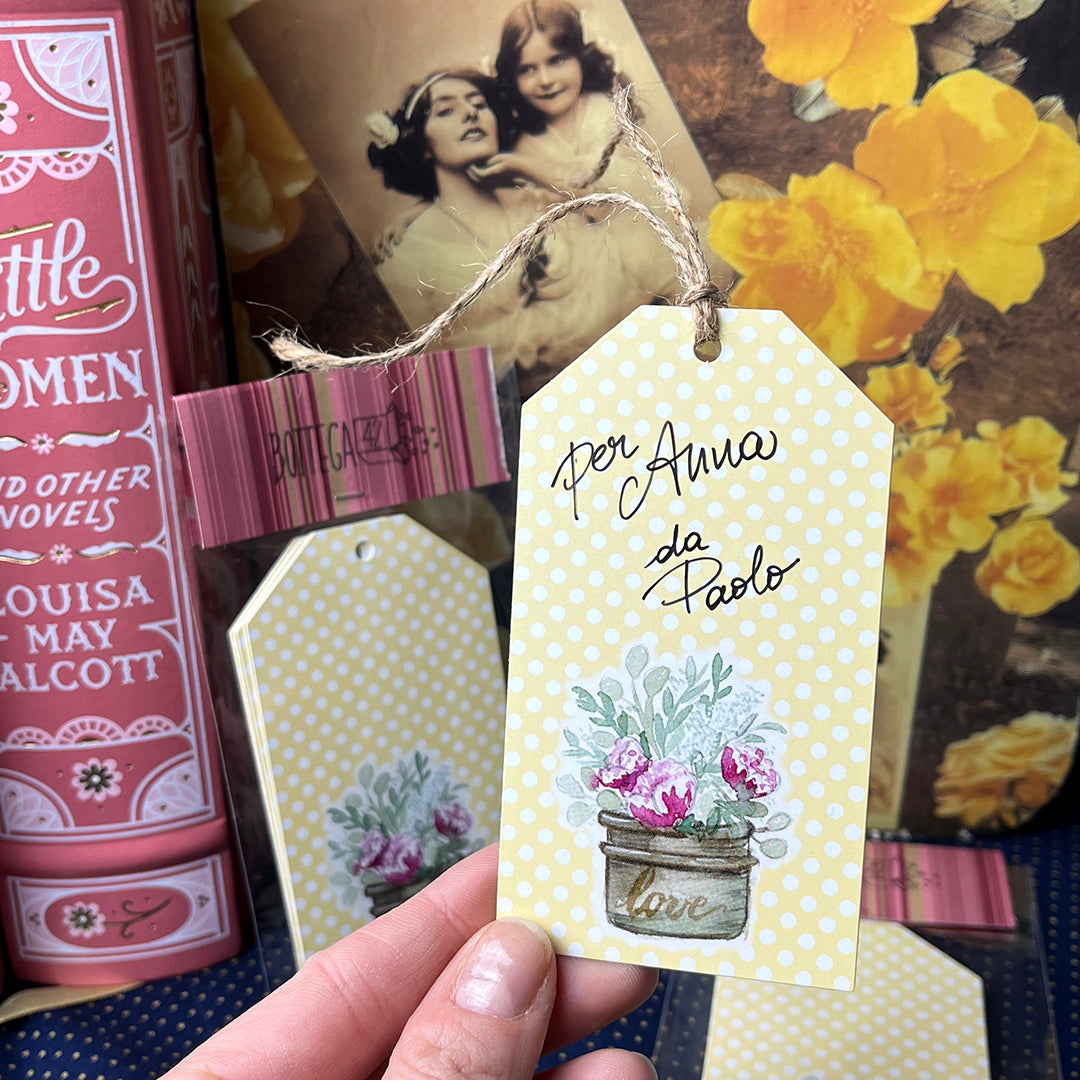 Set 6 biglietti chiudi-pacco "Love&Flowers" acquerello