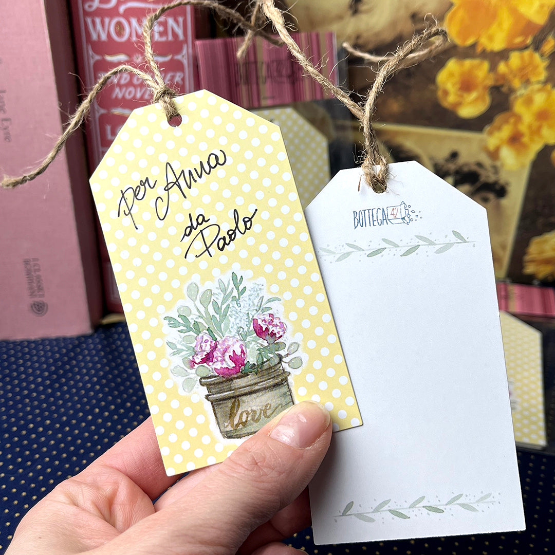 Set 6 biglietti chiudi-pacco "Love&Flowers" acquerello