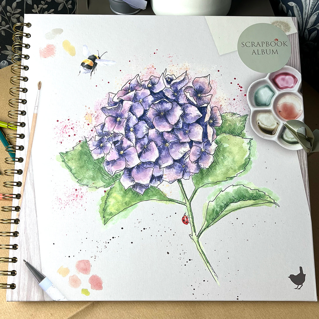 Album per scrapbooking, fotografie, disegni e ricordi "Ortensia" 30x30cm