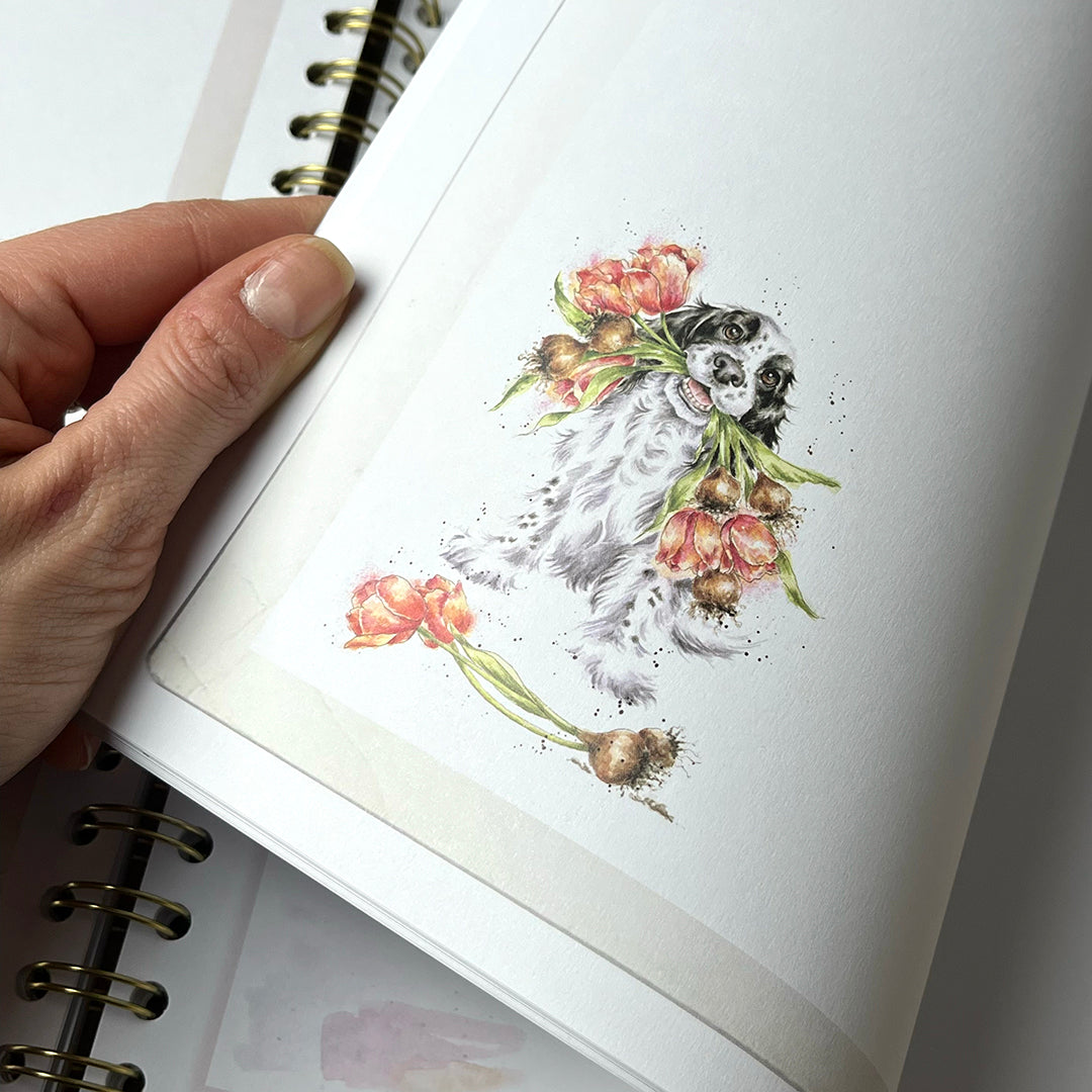 Album per scrapbooking, fotografie, disegni e ricordi "Ortensia" 30x30cm