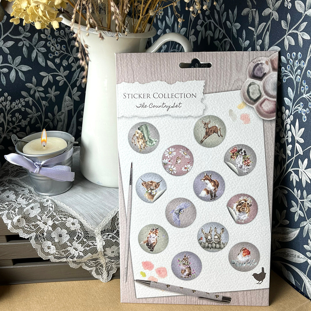 Adesivi in fogli "The Country Set", 6 fogli sticker animali, bosco, campagna, fattoria