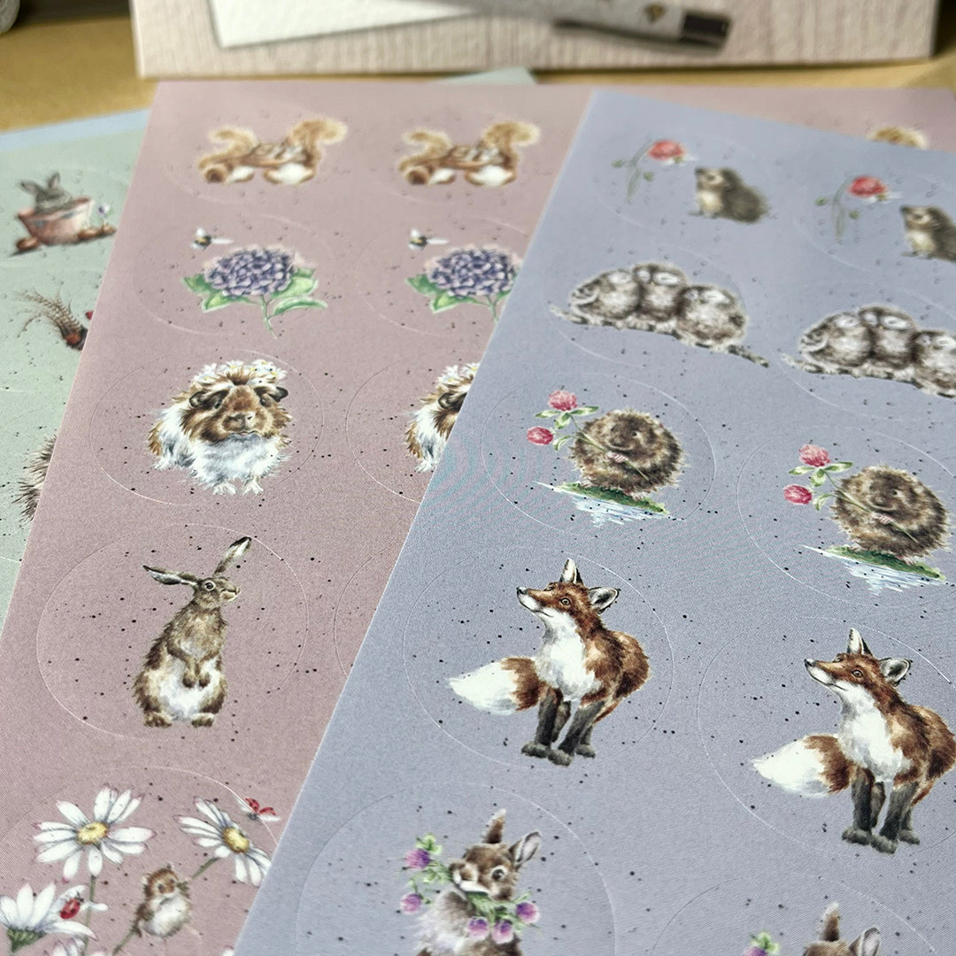 Adesivi in fogli "The Country Set", 6 fogli sticker animali, bosco, campagna, fattoria