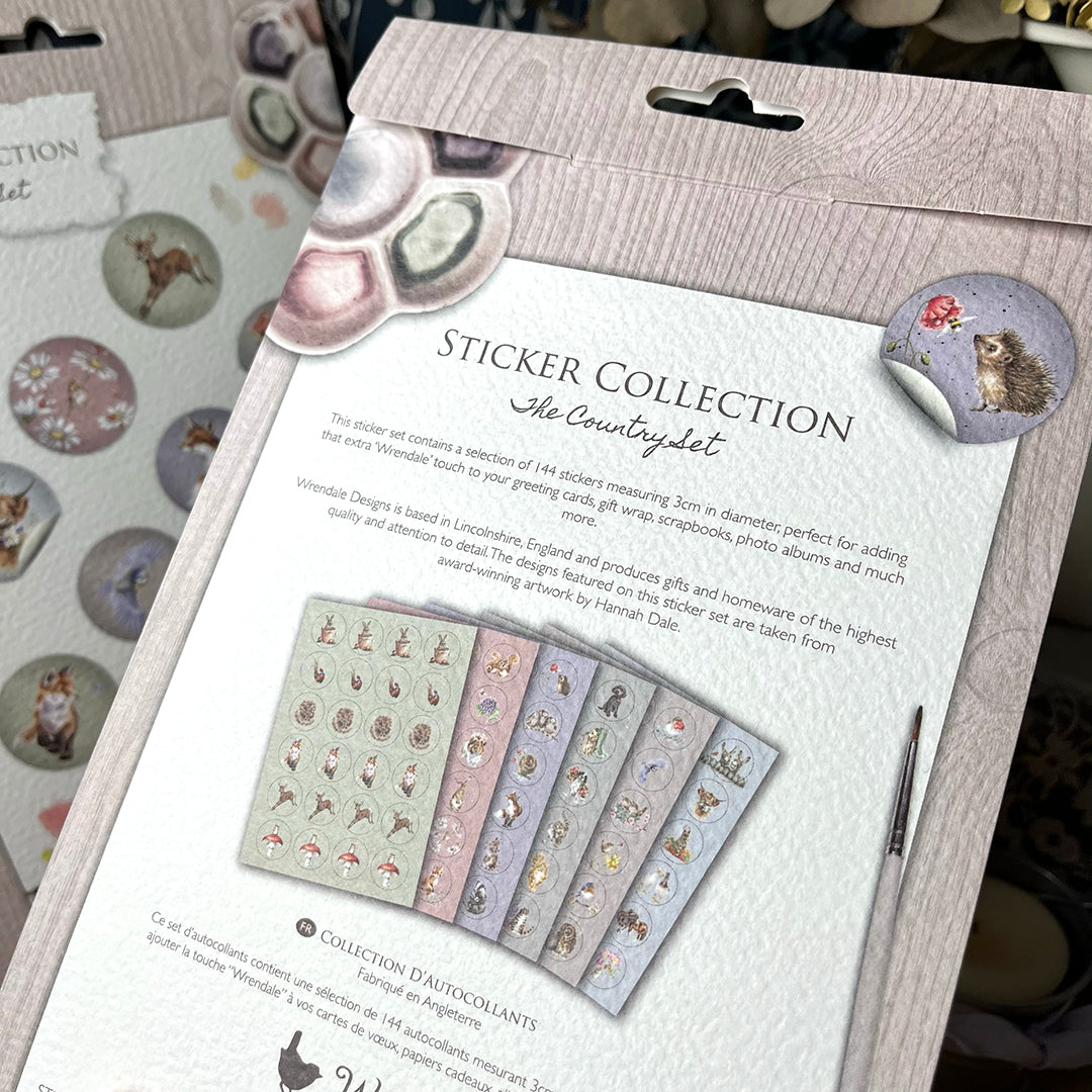 Adesivi in fogli "The Country Set", 6 fogli sticker animali, bosco, campagna, fattoria