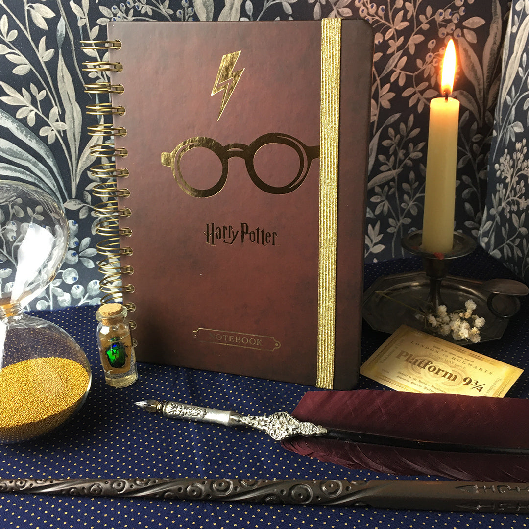 Quaderno A5 a spirale Harry Potter  occhiali e saetta dorati – Bottega42